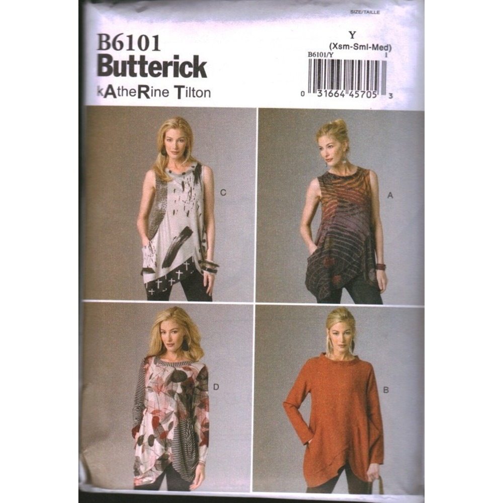 Butterick B6101 Katherine Tilton Tunic Sewing Pattern Size Y XS S M Uncut